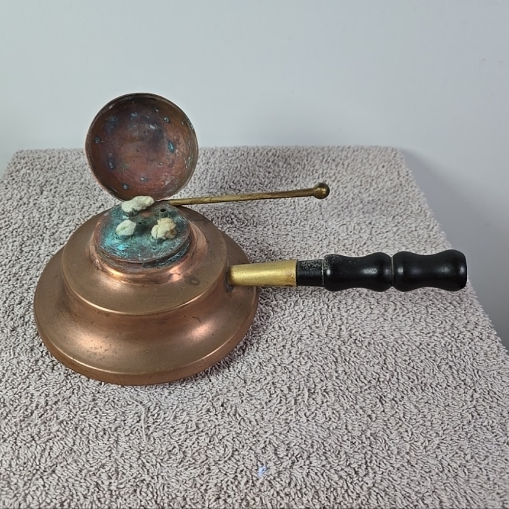 Vintage Copper And Brass Spirit Burner For Chafing Dish